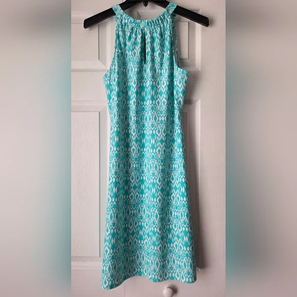 NWOT Jude Connally Turquoise/White Sleeveless Patterned Dress Size S - Picture 6 of 11